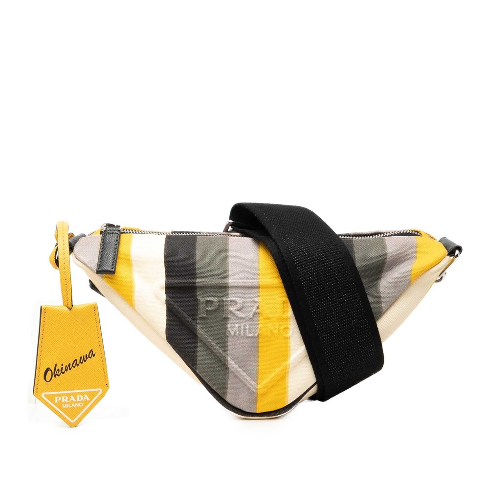Pre-Loved Prada Canvas Canapa Baiadera Triangle Logo Crossbody